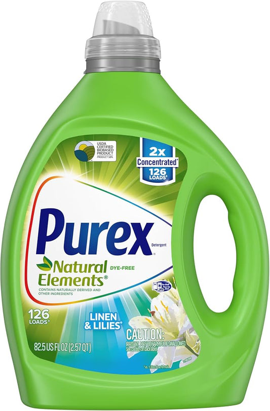 Purex Liquid Laundry Detergent, Natural Elements Linen & Lilies, 2X Concentrated by Purex