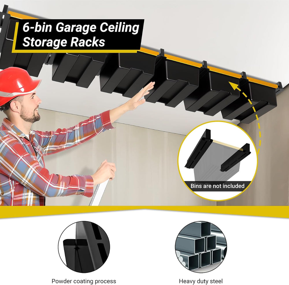 6-bin Overhead Garage Storage Rack, Ceiling Storage Racks