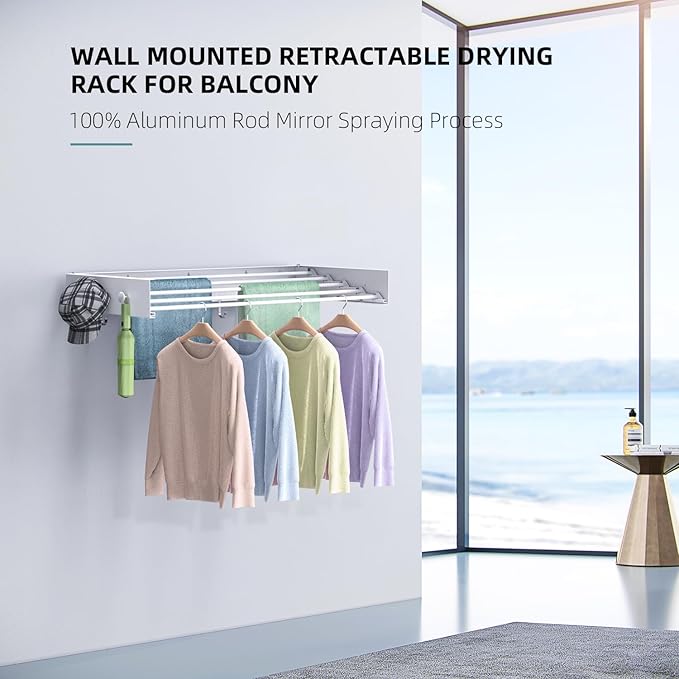 Drying Rack Clothing, Clothes Drying Rack Wall Mounted, Laundry Drying Rack - Image 6