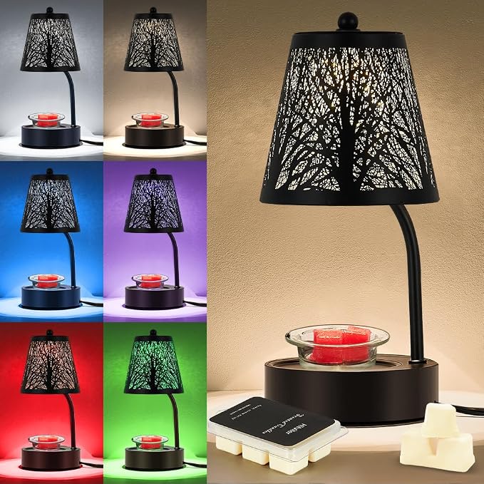 Black Tree Candle Warmer Lamp, LED Colors Changing Candle Warmer by HEKALU