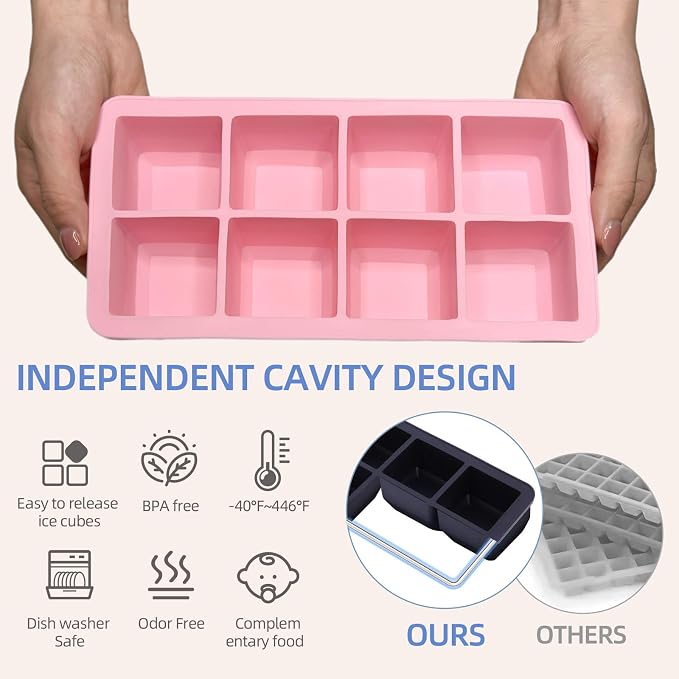 2 Pack Silicone 2 Inch Large Ice Cube Molds - Image 2