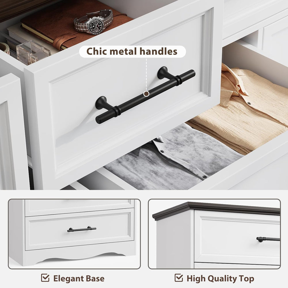 YANSNWO White 10 Drawer Dresser for Bedroom, 59" Wide Chest of Drawers