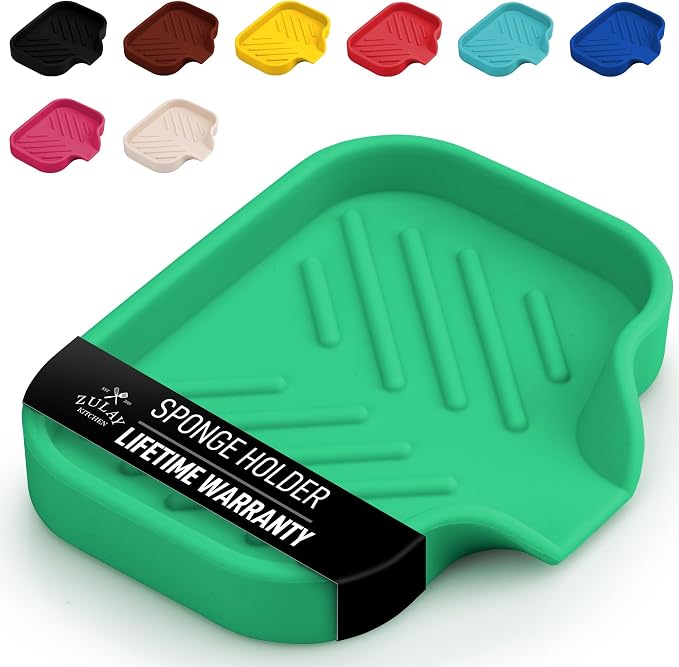 Zulay Kitchen Small Silicone Sponge Holder – Space-Saving Sink Organizer Tray by ZulayKitchen