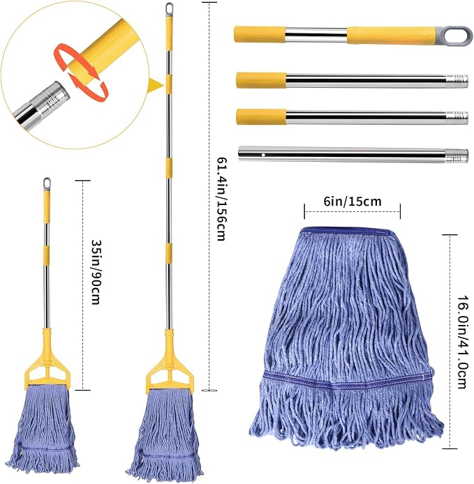 Commercial Mop with Extra Head Replacement, 63Inch Handle Heavy Duty Industrial - Image 4
