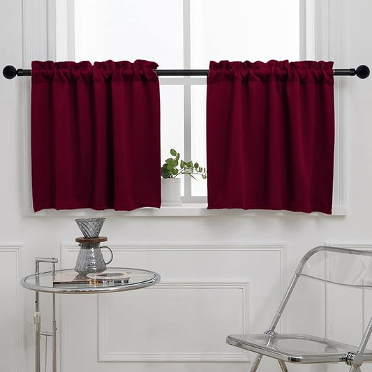 Pickluc Cafe Curtain 30 Inches Long, Rod Pocket Kitchen Half Window Curtain by PICKLUC