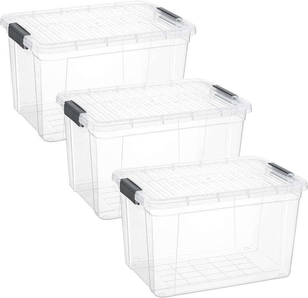 Superio 26.5 Quart Clear Plastic Storage Boxes with Lids, Stackable Organizer...