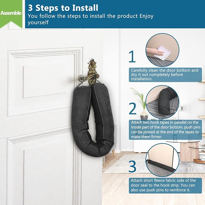 Anze Door Draft Stopper 32 inch Weighted Triangle Draft Stopper Door Air Noise - Image 7