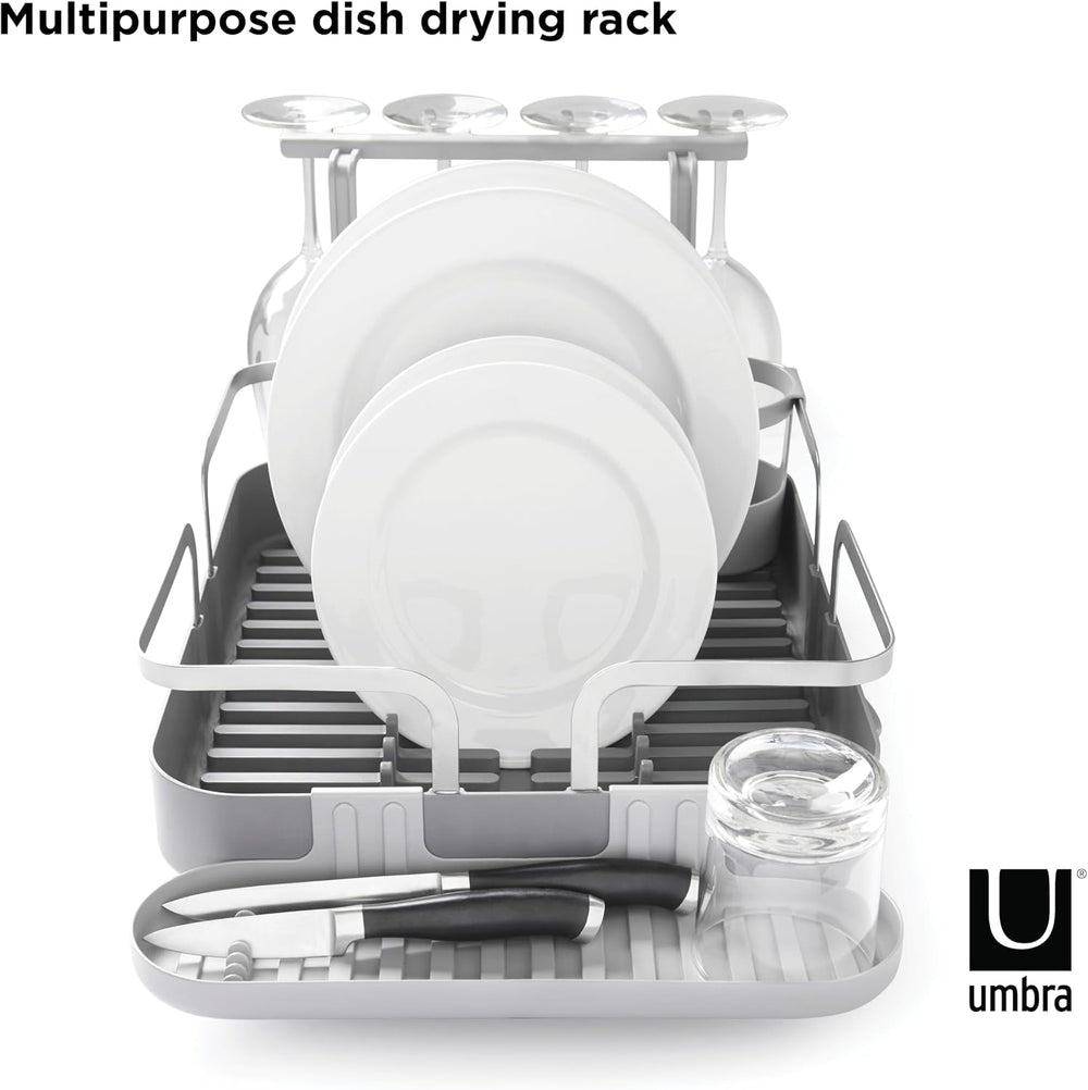 Umbra Holster Dish Rack– Molded Plastic Dish Drying Rack with Drainage Spout,...