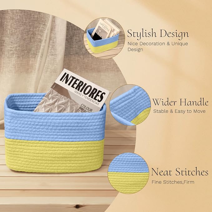 Hopegiver Woven Storage Baskets 11x8x7 Inch, 3 Pack Collapsible Cube Storage Bin - Image 6