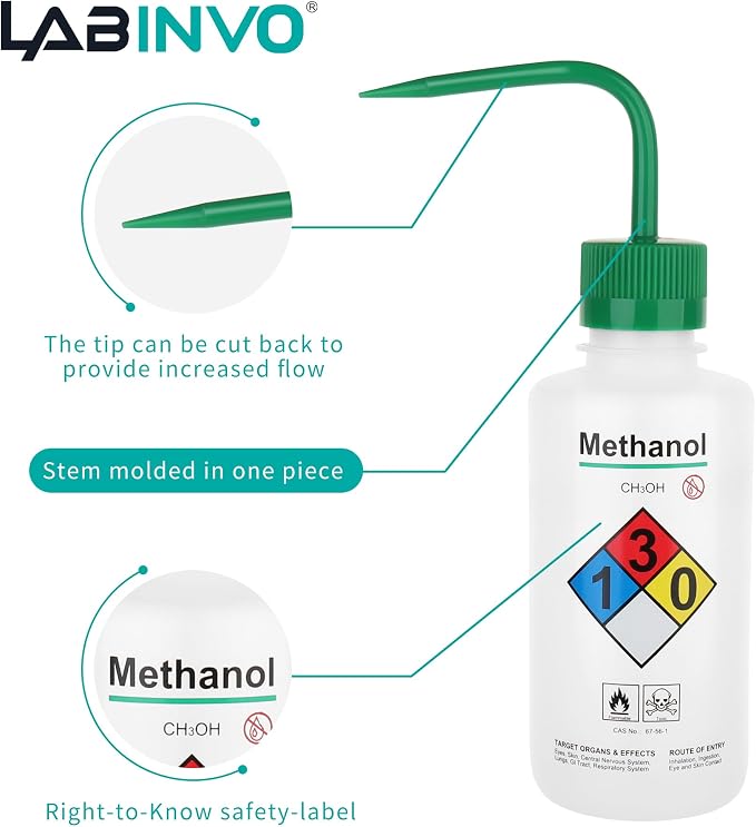 Safety Wash Bottles, Printed Acetone, Ethyl Alcohol, Isopropanol, Distilled - Image 4