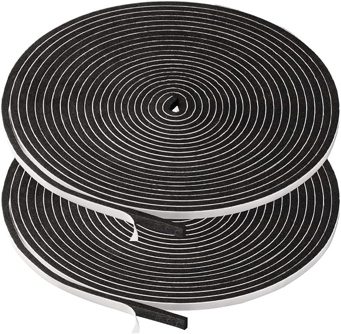 2 Rolls Weather Stripping, 1/4 Inch Wide X 1/8 Inch Thick Foam Seal Tape High by YIJUHOU