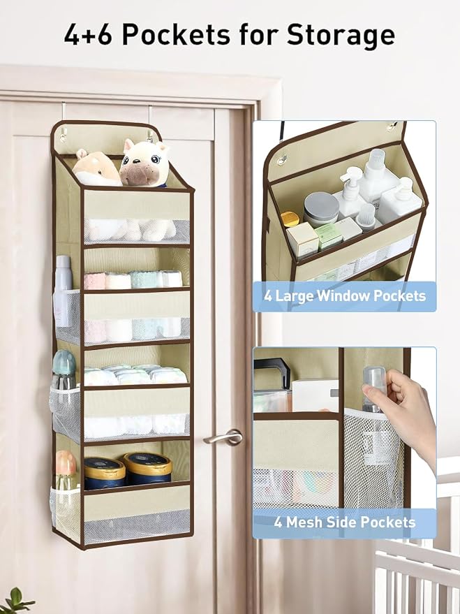 Yecaye 2 Pack 4 Tier Over the Door Organizer, Foldable Portable Baby Essentials - Image 3