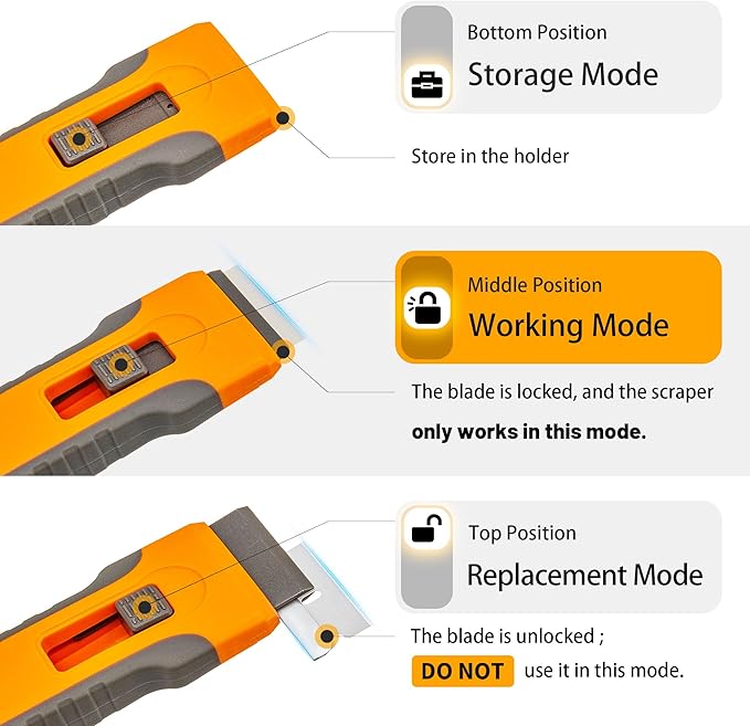 Razor Blade Scraper Tool with 15pcs Extra Blades, Cleaning Razor Scraper - Image 5