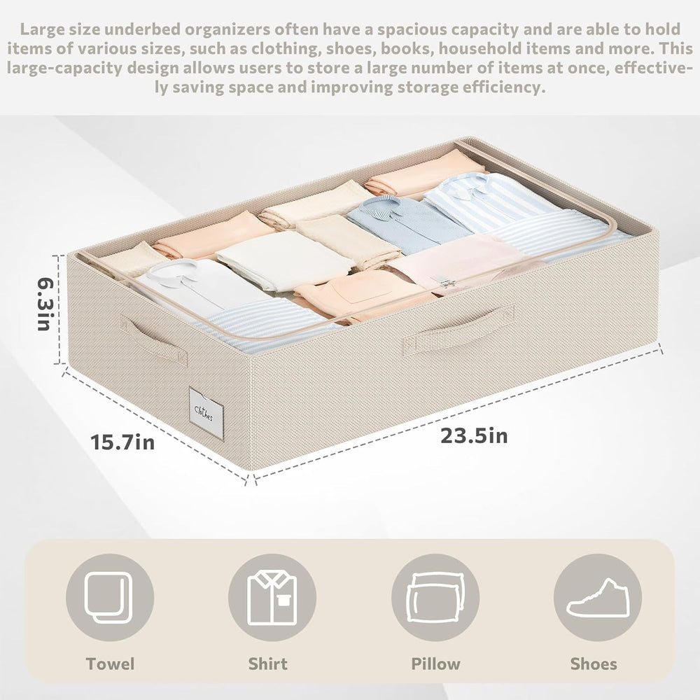 CYhom 3Pcs Under Bed Storage Bins with Metal Frame - Shoe Organizer for Close...