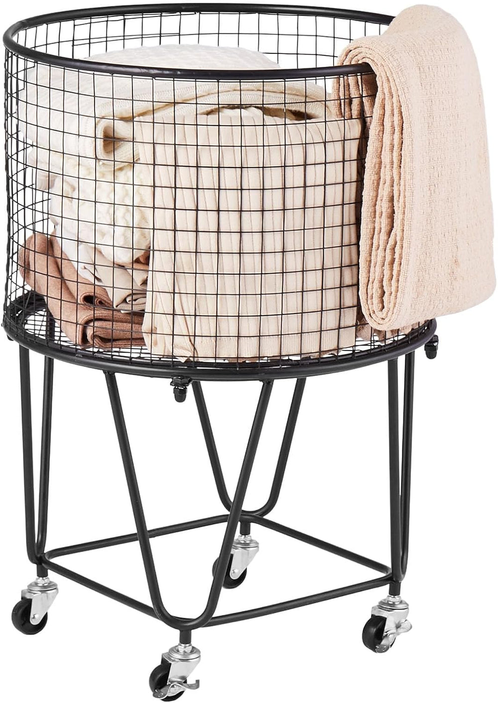 VEVOR Laundry Basket with Wheels, Metal Storage Cart Deep Set Rolling Mesh La...
