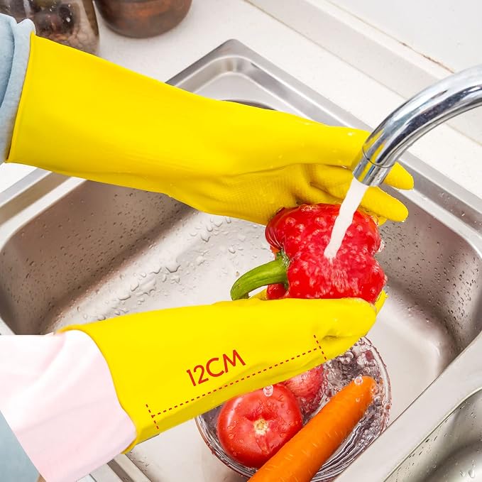 Vgo... 1-Pair Reusable Household Gloves, Rubber Dishwashing gloves, Extra - Image 6