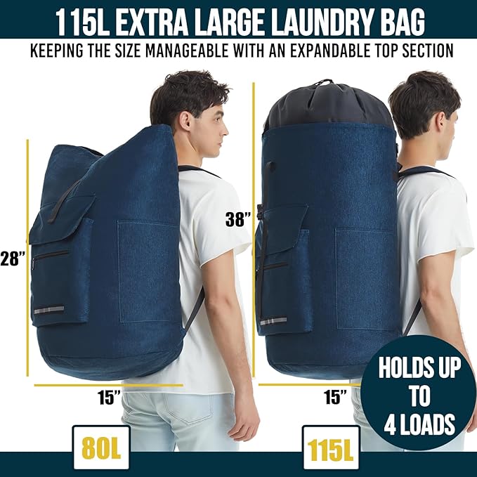 Laundry Backpack Heavy Duty, 115L Extra Large Laundry Bag - Image 2