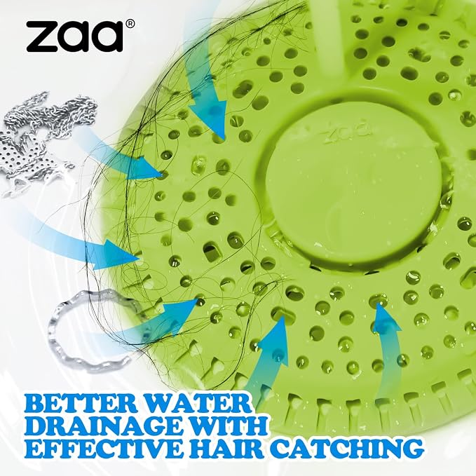 zaa Shower Drain Hair Catcher, 2 Pack Premium Silicone Drain Protector & Shower - Image 2