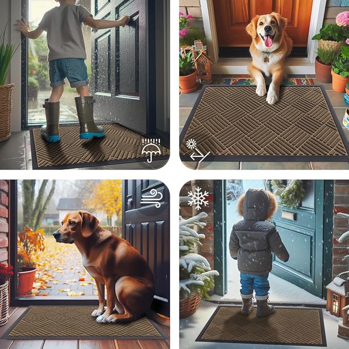 Smiry Front Door Mat Outside Entrance, Heavy Duty Outdoor Indoor Natural Rubber - Image 7