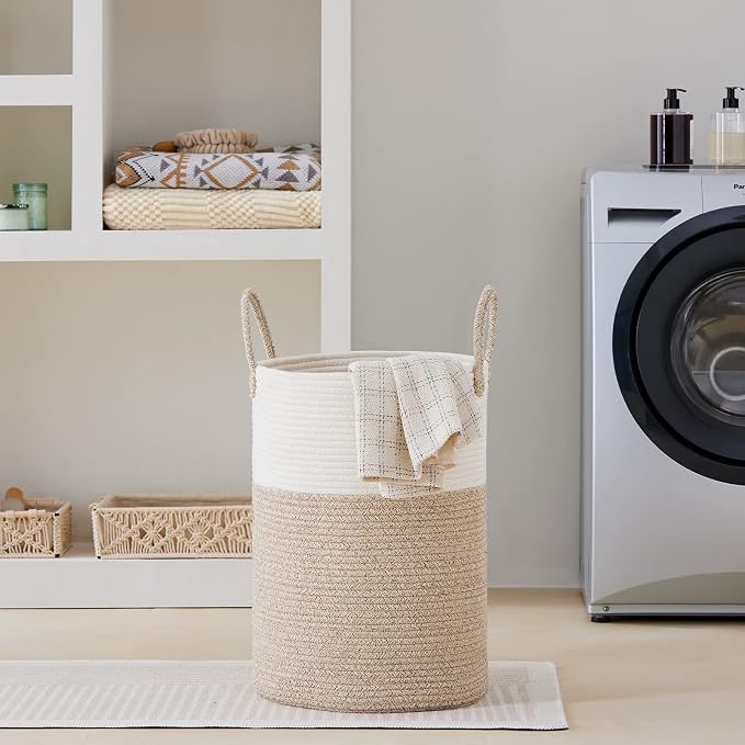 VIPOSCO Large Laundry Hamper, Tall Woven Rope Storage Basket - Image 7