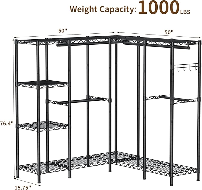 L Shaped Heavy Duty Metal Clothes Rack - Image 4