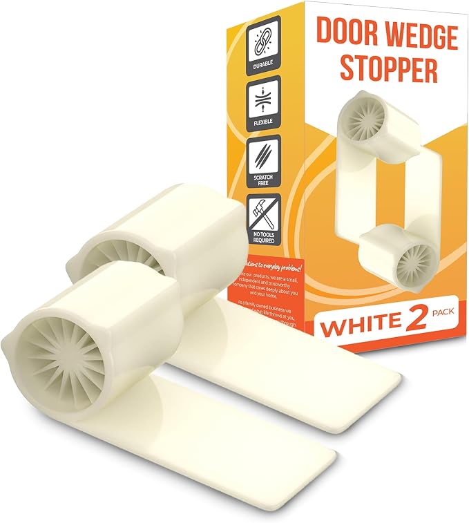 Ducki 2 Pack Door Wedge Stopper - 3 in 1 Thermoplastic Rubber Door Stop Wedge by Ducki