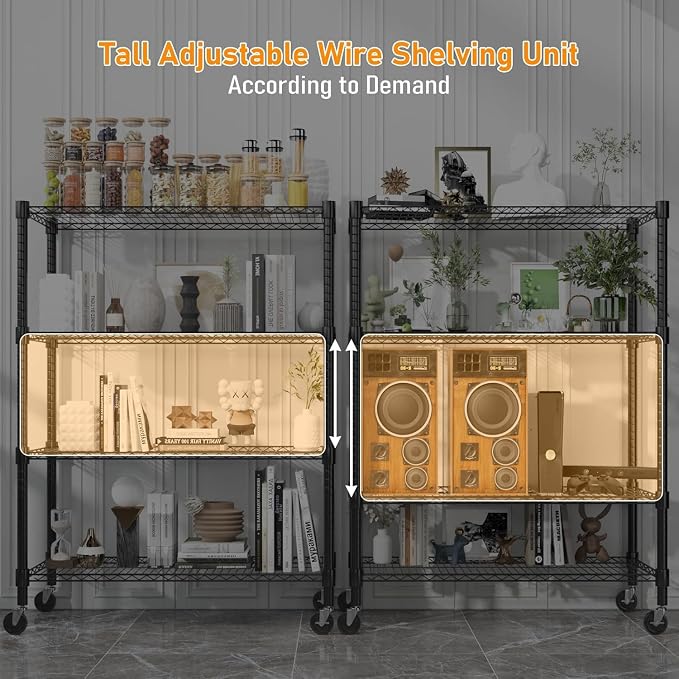 Himimi 72" H Storage Shelves 4 Tier Metal Shelving Adjustable Wire Shelf - Image 9