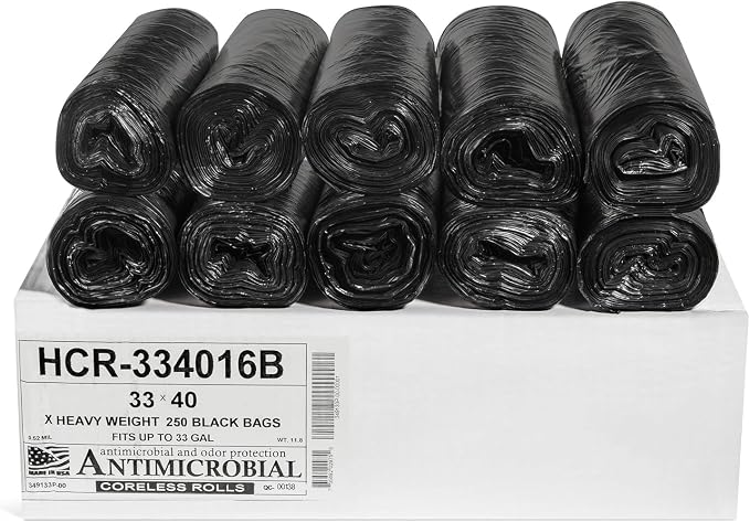 Aluf Plastics High Density Trash Bags, 33 Gallon, 16 Micron, by AlufPlastics