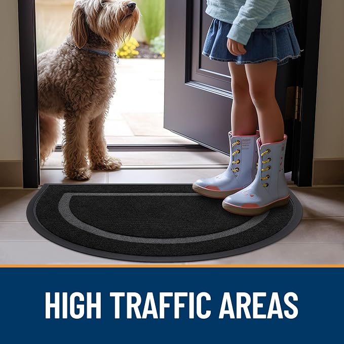OLANLY Half Circle Door Mat Indoor Outdoor Entrance Welcome, Waterproof - Image 8