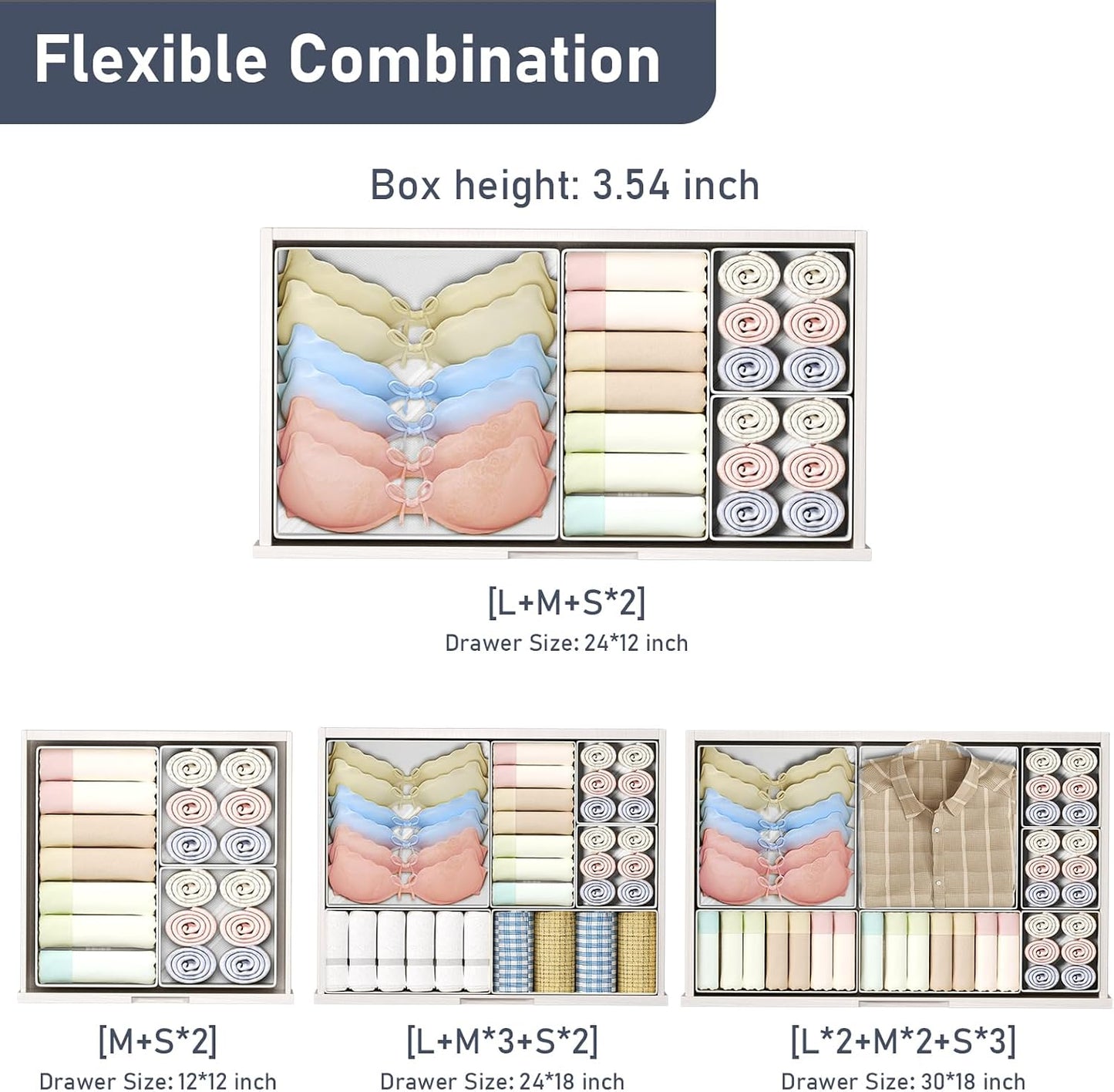 DIMJ Drawer Organizer Clothes - 26 Pack Baby Dresser Organizer for Nursery Closet Organization, Fabric Drawer Organizer Bins for Underwears Socks Bras, Foldable Storage Dividers for Bedroom