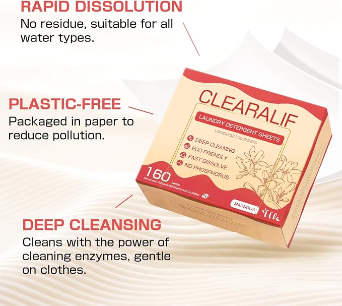 CLEARALIF All in One Laundry Detergent Sheets Kit, Magnolia Scent, 160 Loads - Image 3