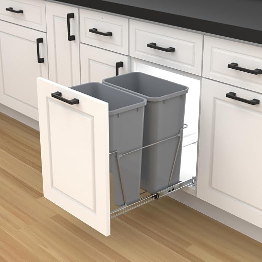 Double Pull-Out Trash Can for Under Kitchen Cabinets Include Double 35QT Trash - Image 6