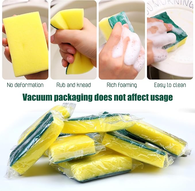 Tanlade 60 Pcs Individually Wrapped Sponge Dishwashing Sponge Bulk Non Scratch - Image 3