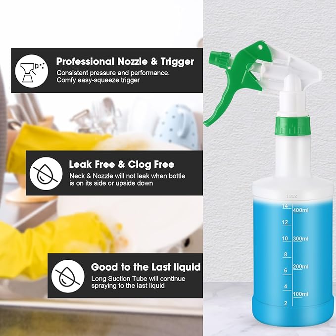 Eccliy 12 Pcs 16 Oz Plastic Spray Bottle, Adjustable Empty Reusable Sprayer - Image 2