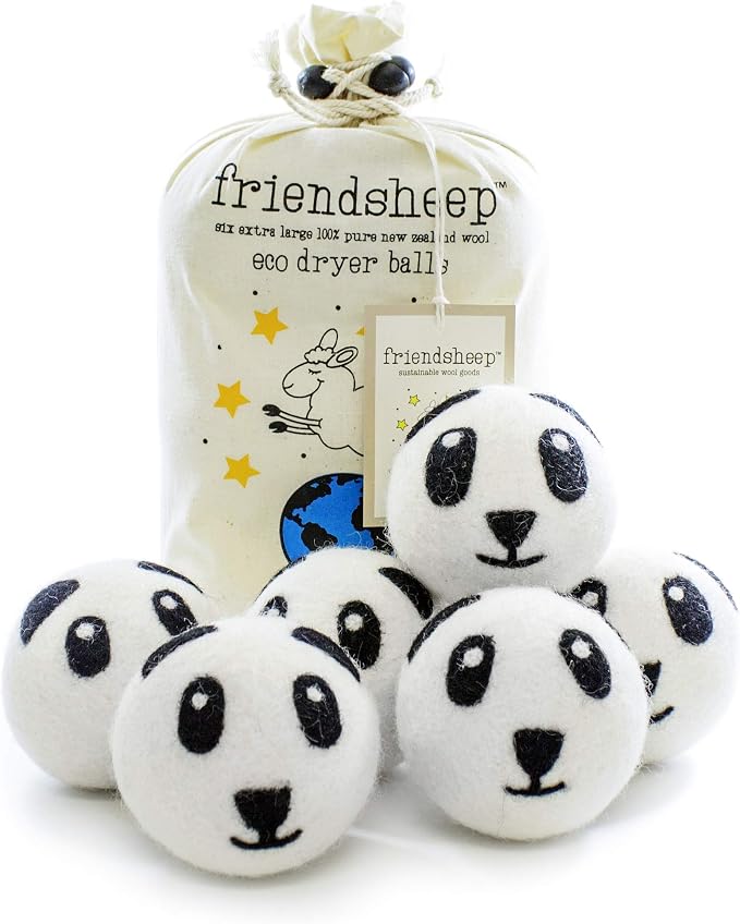 Friendsheep Wool Dryer Balls 6 Pack XL Organic Premium Reusable Cruelty Free by Friendsheep
