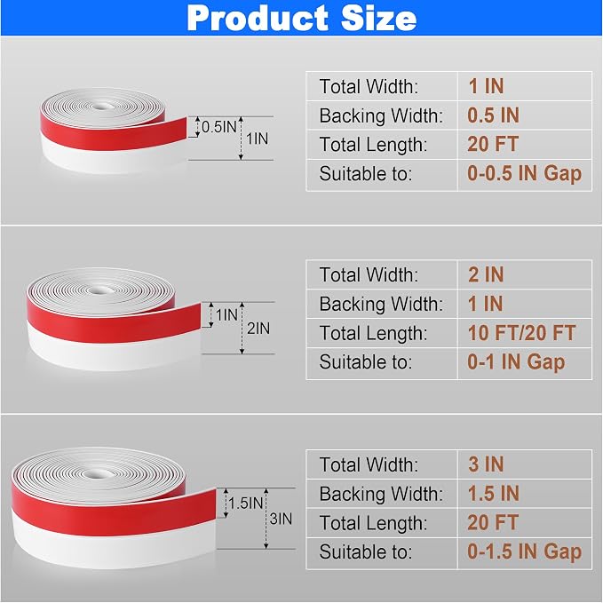 ToLanbbt Weather Stripping Silicone Door Seal Strip 2 in x 20 ft Door Draft - Image 2