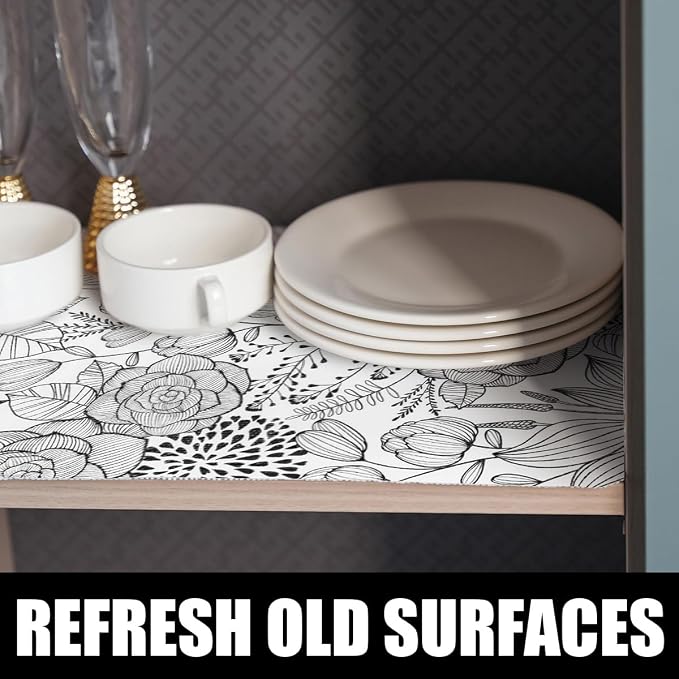 Floral Drawer and Shelf Liner for Kitchen 16IN x 10FT, Non-Adhesive and Strong - Image 2