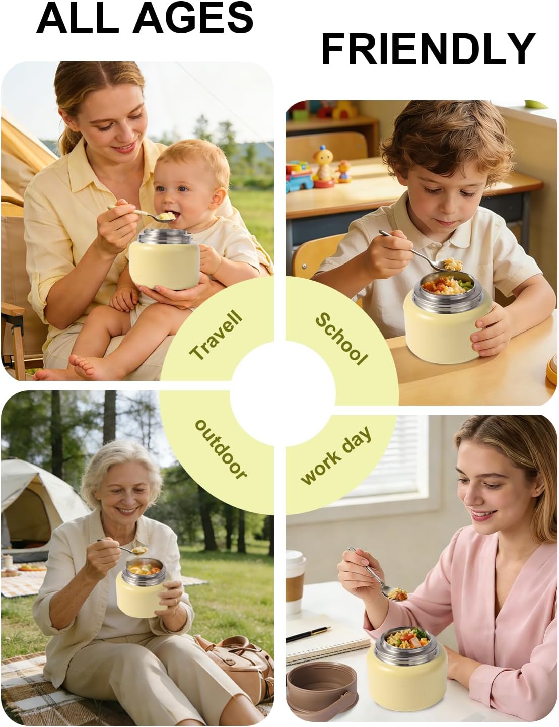 316 Stainless Steel Vacuum Insulated food jar for hot food lunch container, Soup Thermo For Kids/Adults lunch on the go