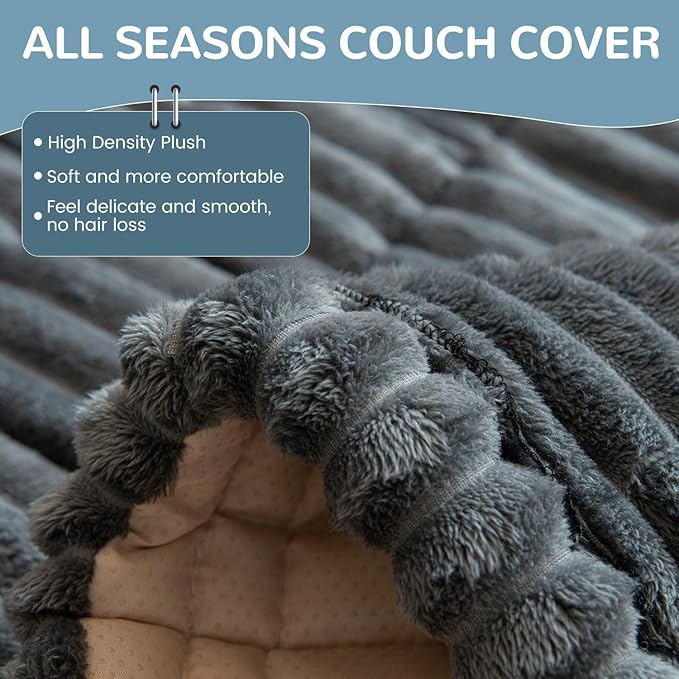 OTOB Dog Couch Covers for 3 Cushion Washable Non Slip Plush Pet Friendly Bed - Image 3