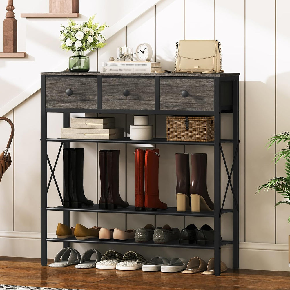 YATINEY 5-Tier Shoe Rack with 3 Drawers, Metal Shoe Organizer for 20 Pairs wi...