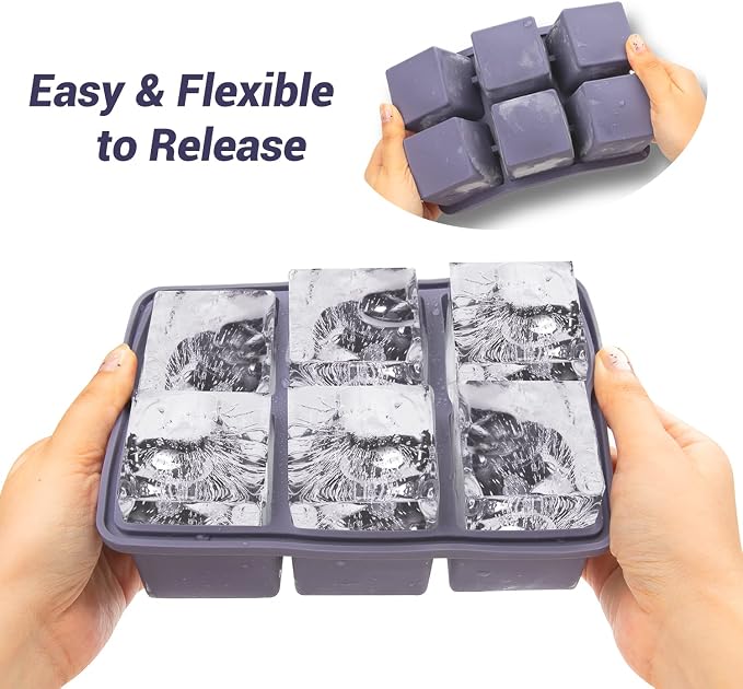Mossime Large Ice Cube Molds: Square Whiskey Silicone Ice Cube Trays - Image 2