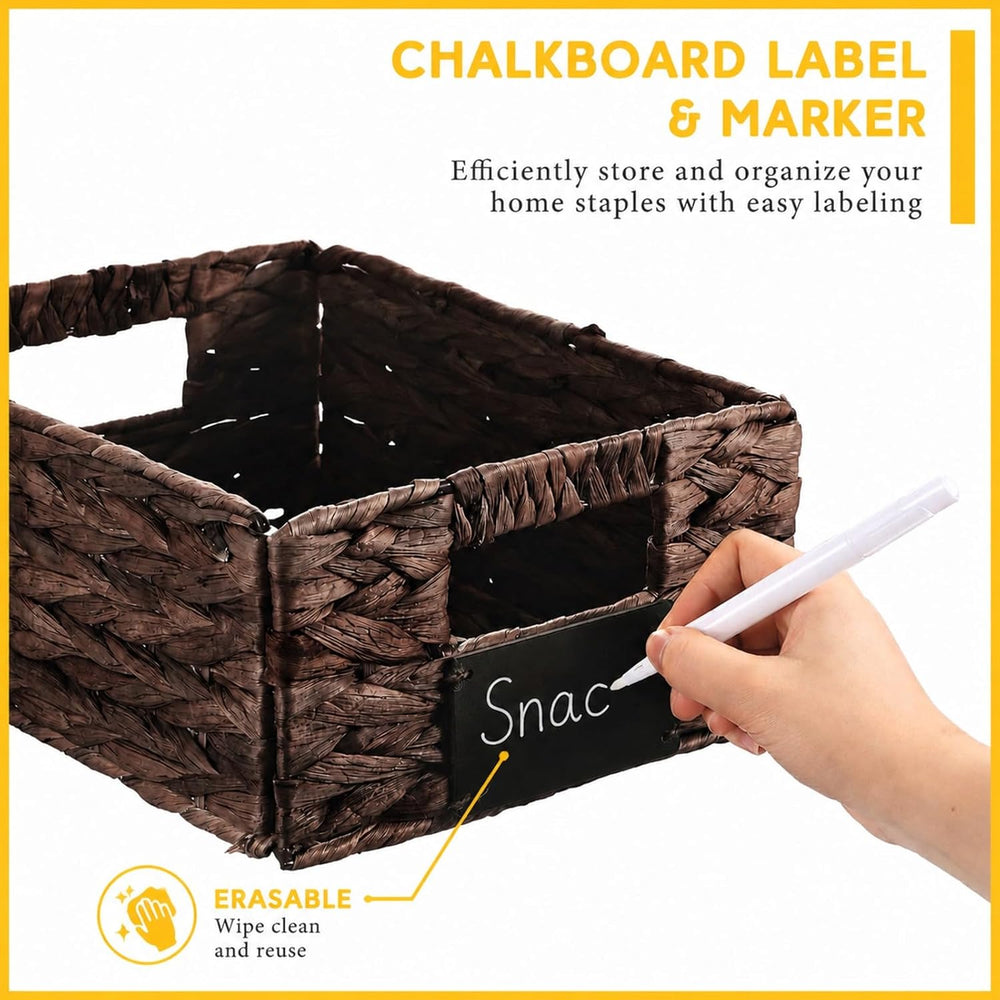 Nitial Wicker Storage Baskets Set of 8, 12 x 9 x 5 Inch, Dark Brown
