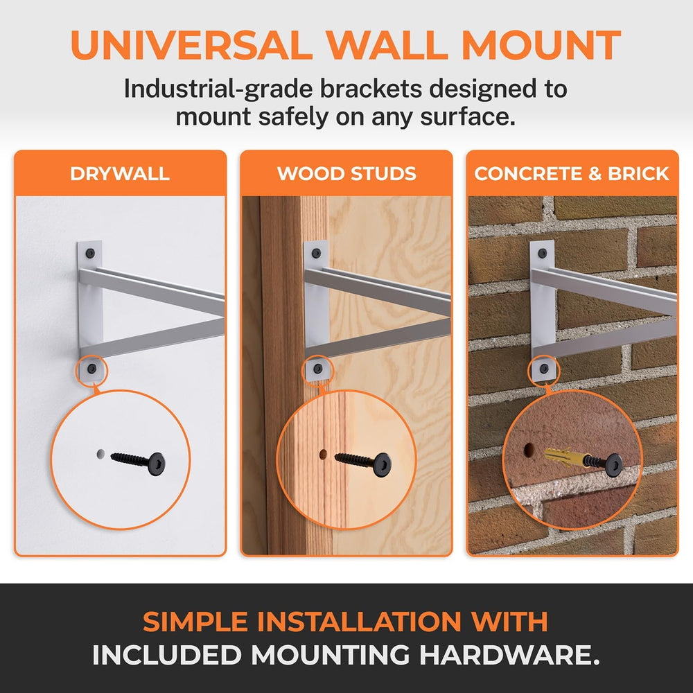 Heavy Duty Metal Brackets for Garage Wall Shelving, Modular Wall Mounted Stor...