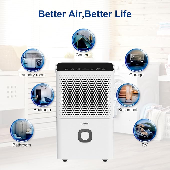Shinco 30 Pints Dehumidifier for Home and Basements, 1500 Sq.Ft Dehumidifiers - Image 8