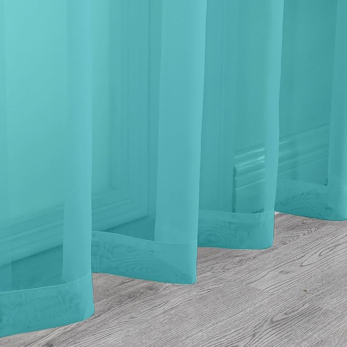 Chyhomenyc Sheer Turquoise Curtains 90 inches Long 2 Panels, Light Filtering - Image 6