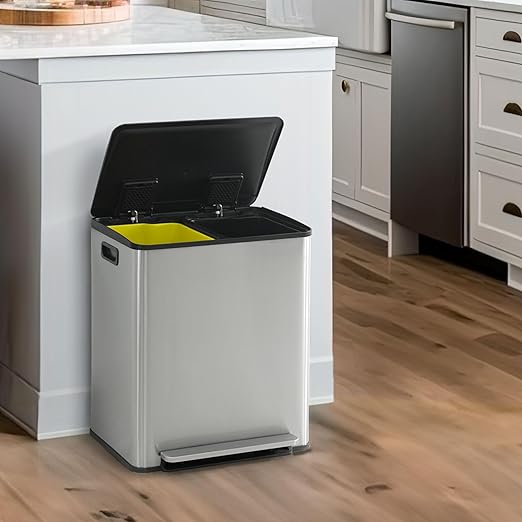 CAPHAUS Dual Trash Can with Lid, Trash and Recycling Bins Combo by CAPHAUS