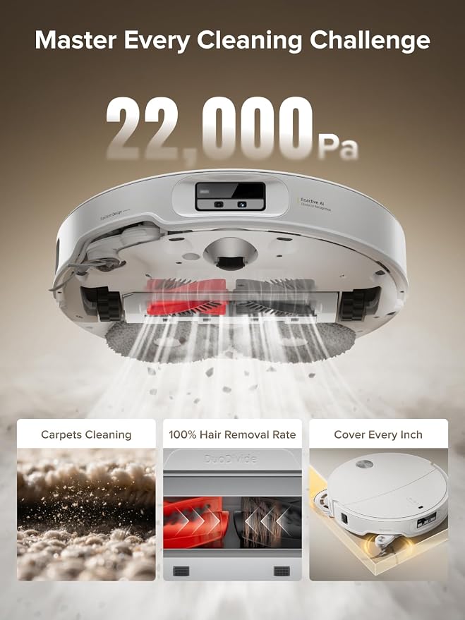 roborock Qrevo CurvX Robot Vacuum and Mop, 000Pa Suction, 3.14’’ Ultra Slim - Image 2