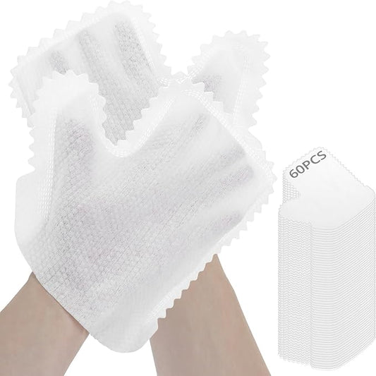 QWORK White Microfiber Dusting Gloves, 60 Pieces Dusting Mitt, Wipes Feather by QWORK