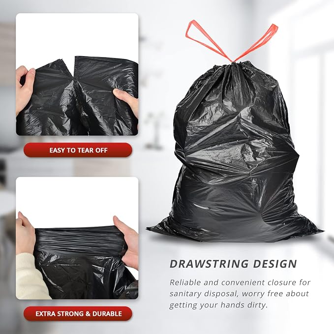 Ultra Strong 15 Gallon Drawstring Trash Bags Large Heavy Duty Thicken Plastic - Image 4