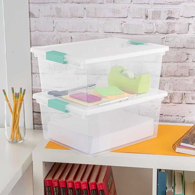 Sterilite 16-Pack Clip Box, Stackable Clear Plastic Bins